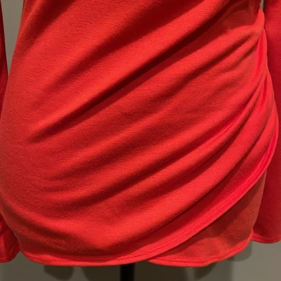 GUESS Orange Long Sleeve Wrap Top with Side Zipper. Size Small - Picture 7 of 15